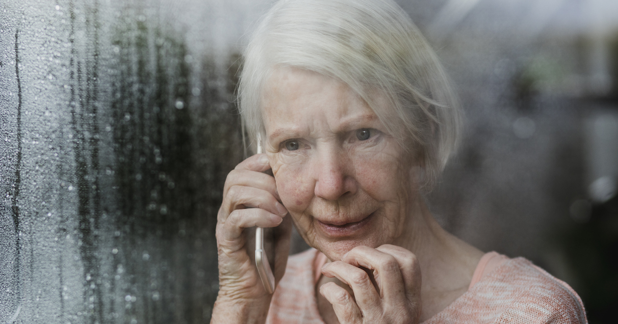 Elderly women talking on the phone
