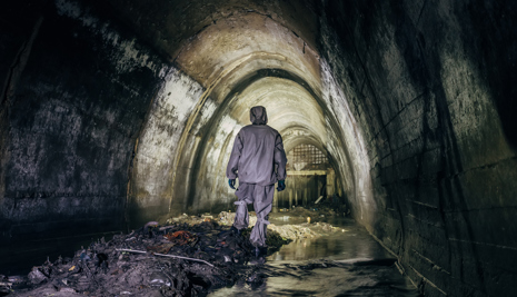 Worker in sewer