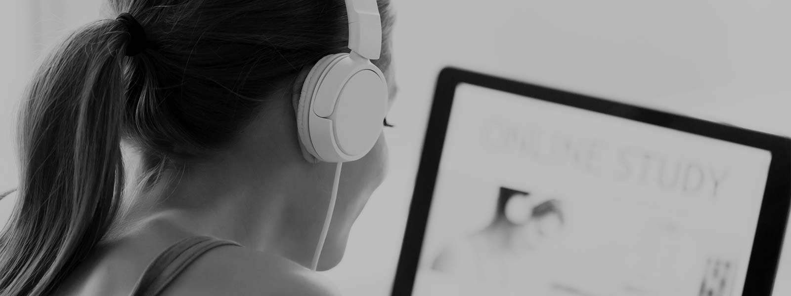 Woman studying at computer