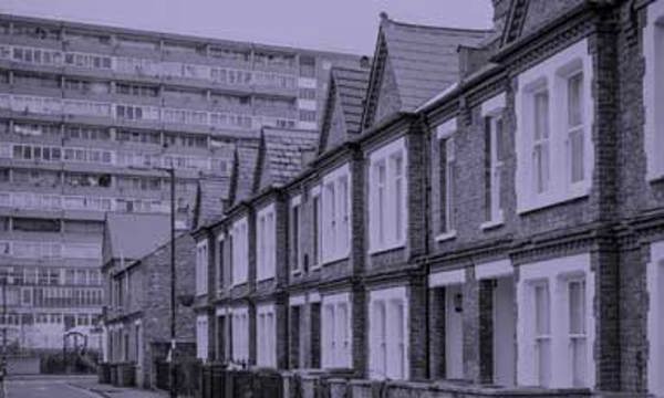 Row of terraced houses and a council block