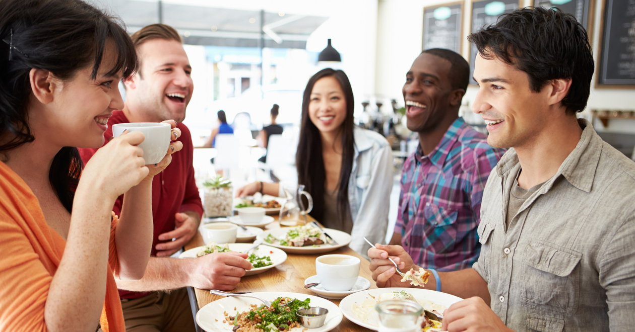 Friends enjoying dinner together