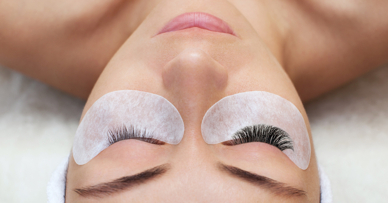 Woman with long lashes in a beauty salon