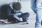 A person begging on the street