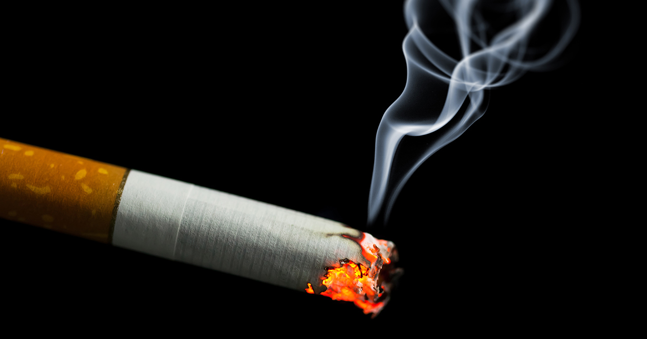 A smouldering cigarette