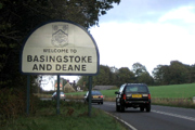Welcome sign to Baskingstoke and Deane