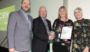 Environmental Health Manager Wendy Brolly and Deputy Mayor Alderman John Smyth collect the Outstanding Environmental Health Team 2018 award on behalf of Antrim and Newtownabbey Borough Council Health and Wellbeing Team.