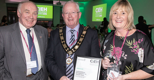 Councillor Mervyn Rea, Deputy Mayor Alderman John Smyth and Environmental Health Manager Wendy Brolly.