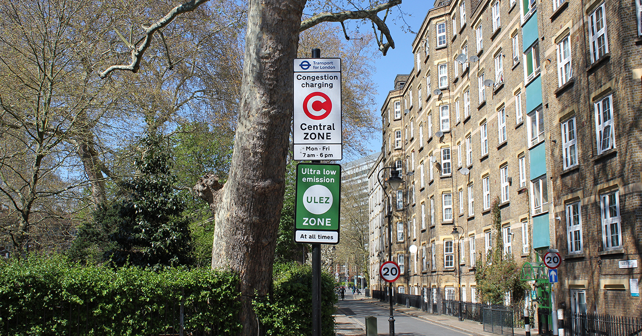 London street with congestion sign