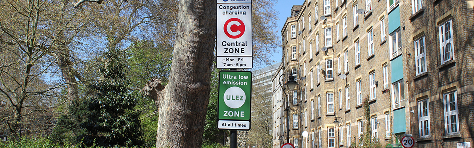 London street with congestion sign