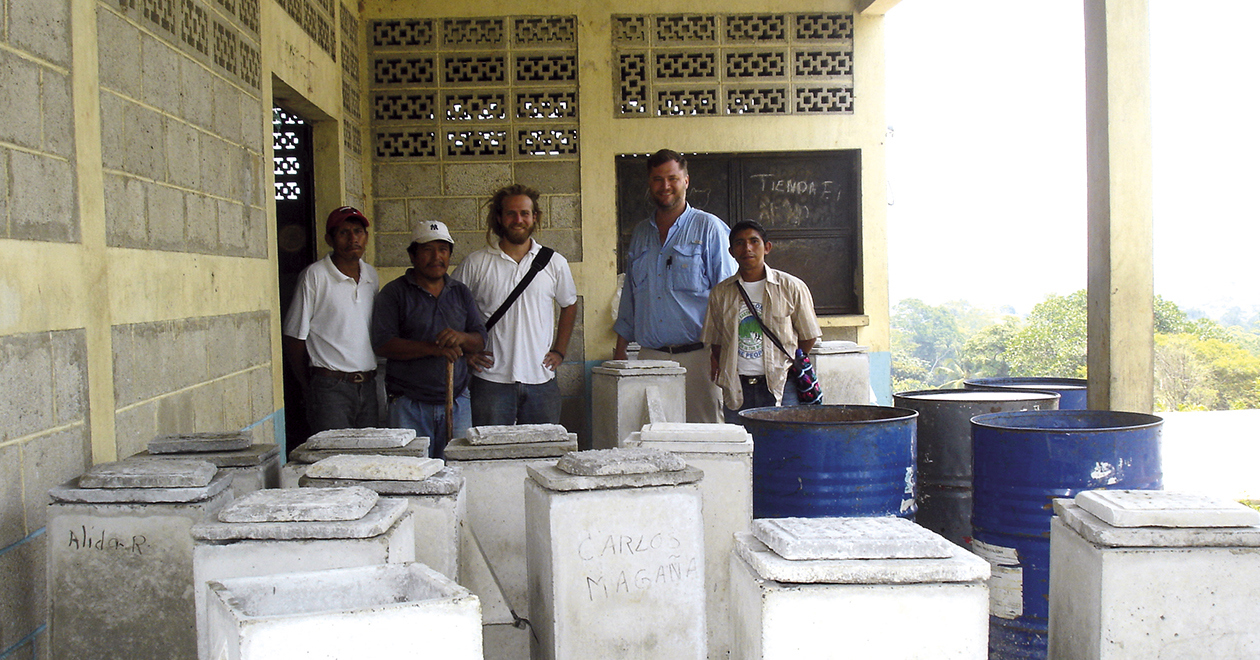 Daniel Oerther visits a water-filter construction site in rural Guatemala