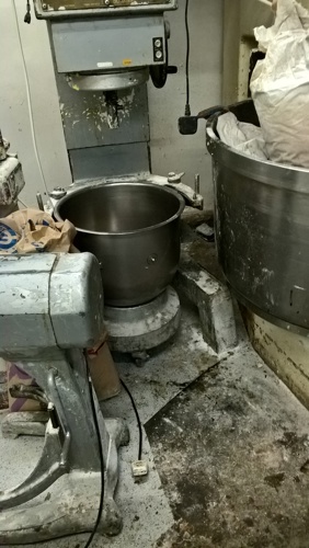 Equipment and mouldy floors at the bakery