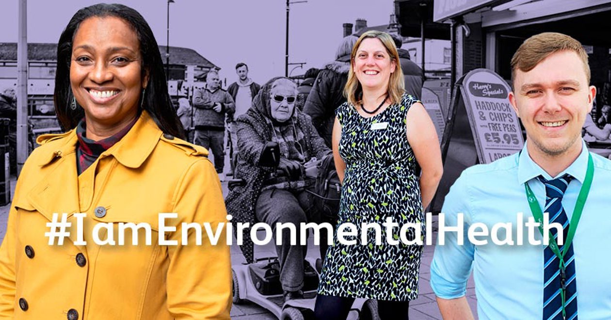 A photo of EHPs with the words #IamEnvironmentalHealth
