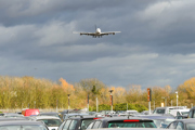 An aeroplane coming in to land at Heathrow airport