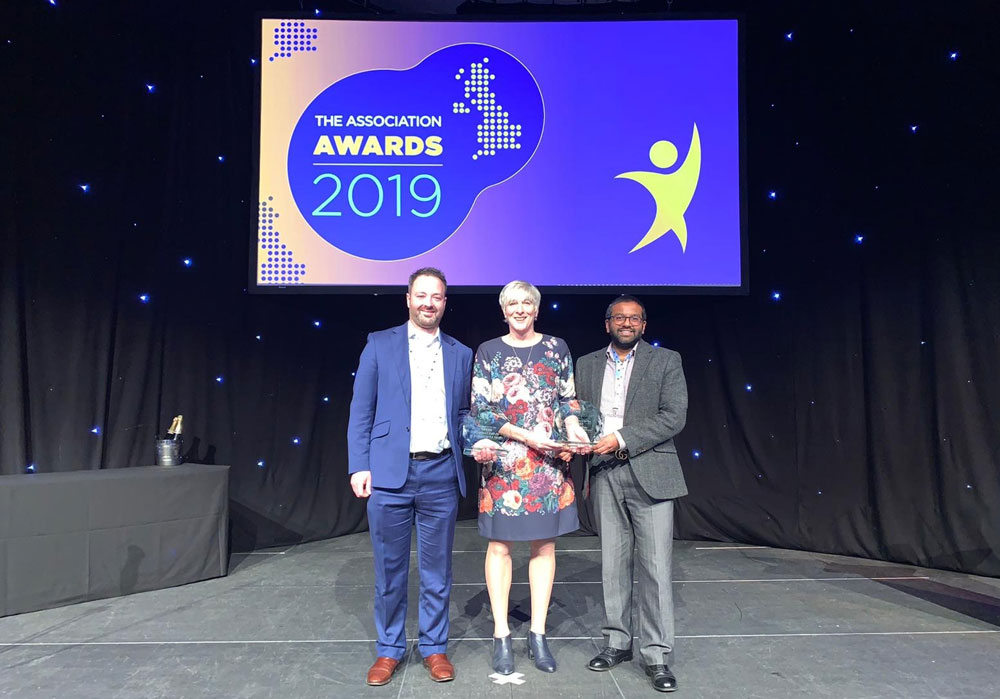 Joe Jennings, Anne Godfrey and Mevin Durasamy at the 2019 Association Awards