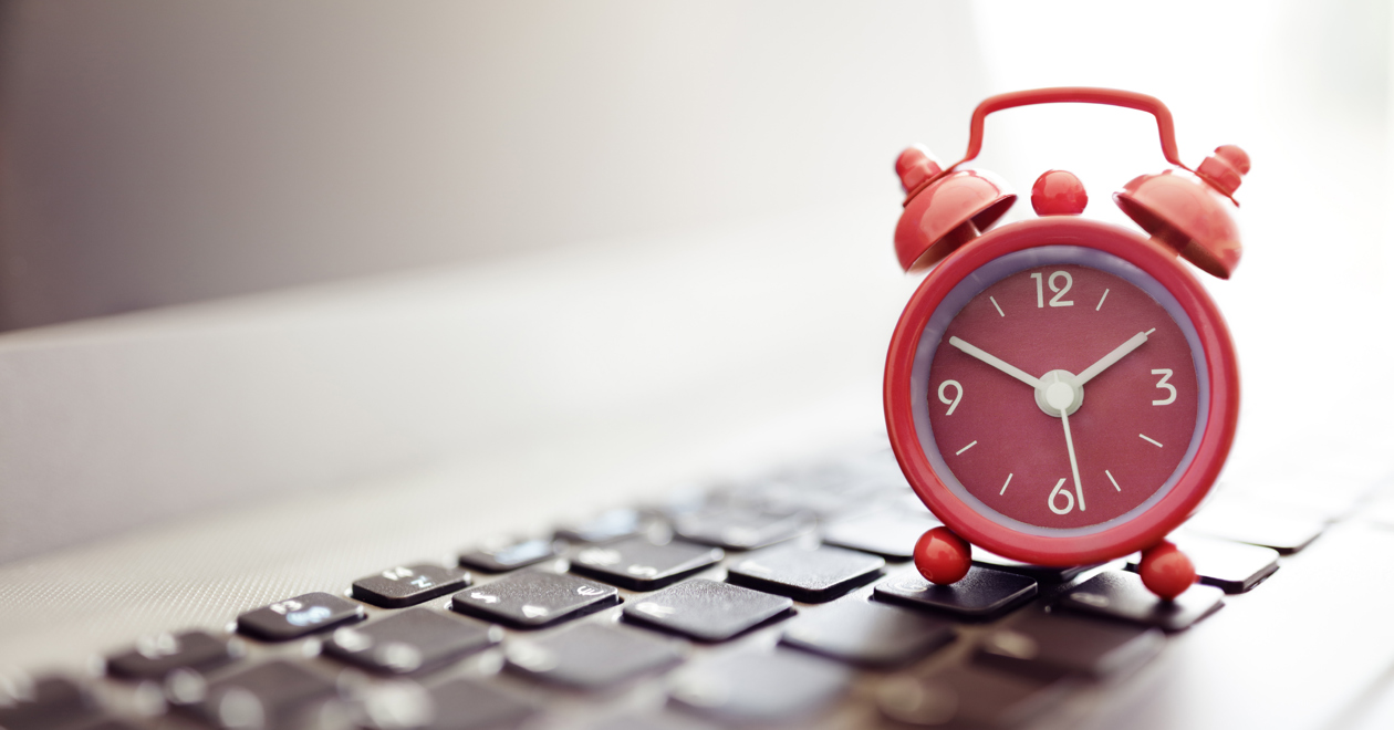 Clock on a computer keyboard