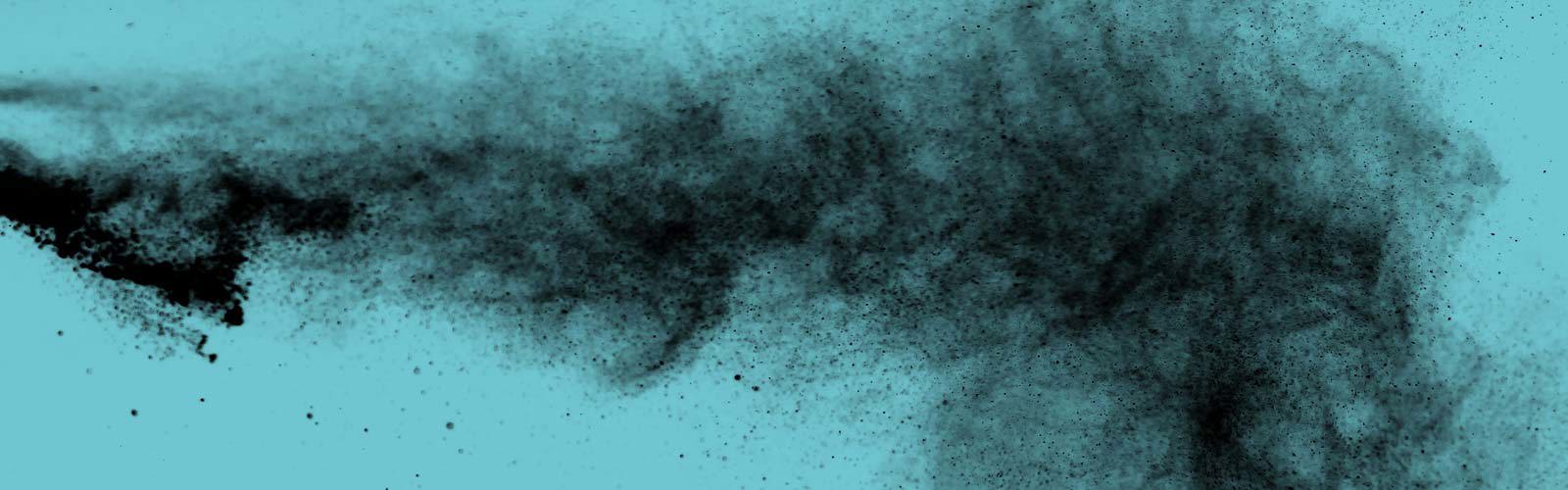 Black spray on a blue background
