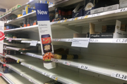 Empty supermarket shelves