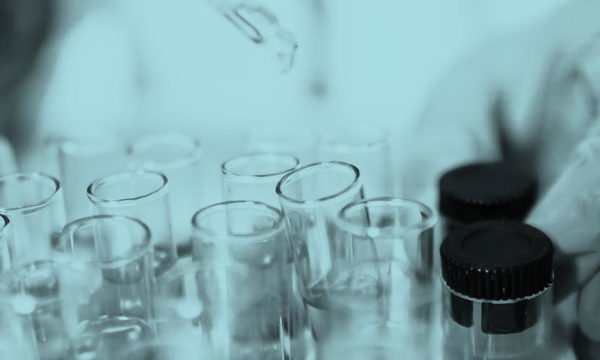 A close up of some test tubes