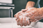 Person washing hands