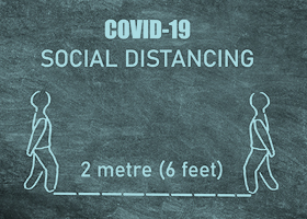 COVID-19 Social distancing. 2 metre (6 feet)