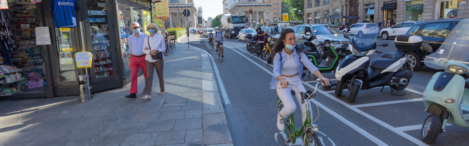 New cycle lane in Milan as city starts to reopen after coronavirus lockdown