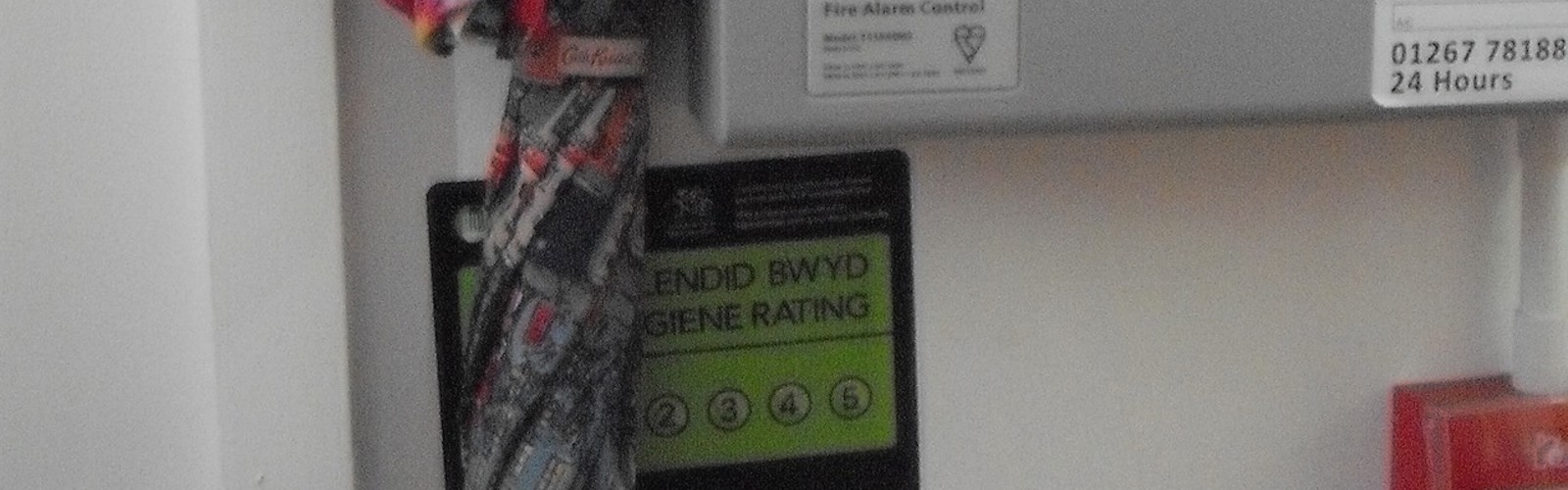 JT3's food hygiene rating sticker, creatively displayed