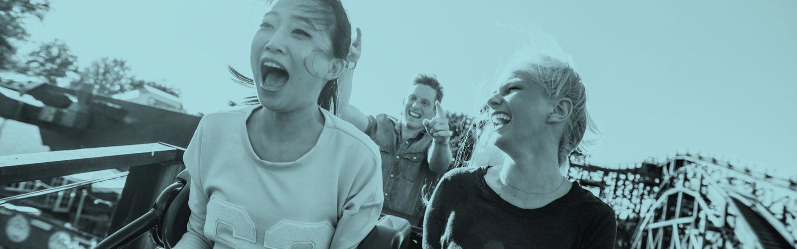 People on a roller coaster