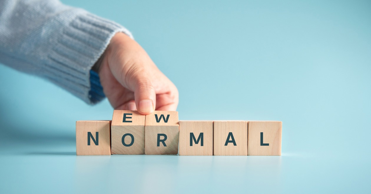 Letter blocks the spells out 'new normal'