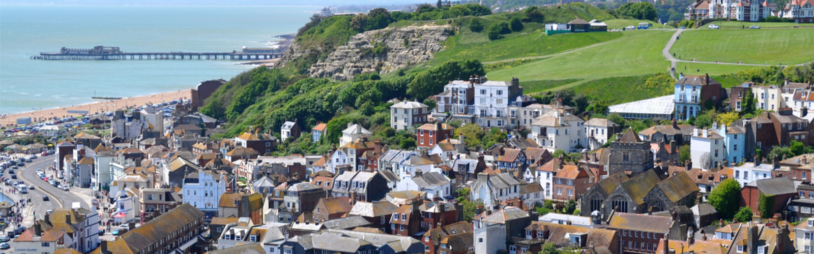 Aerial view over Hastings