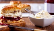 Scone with clotted cream and jam