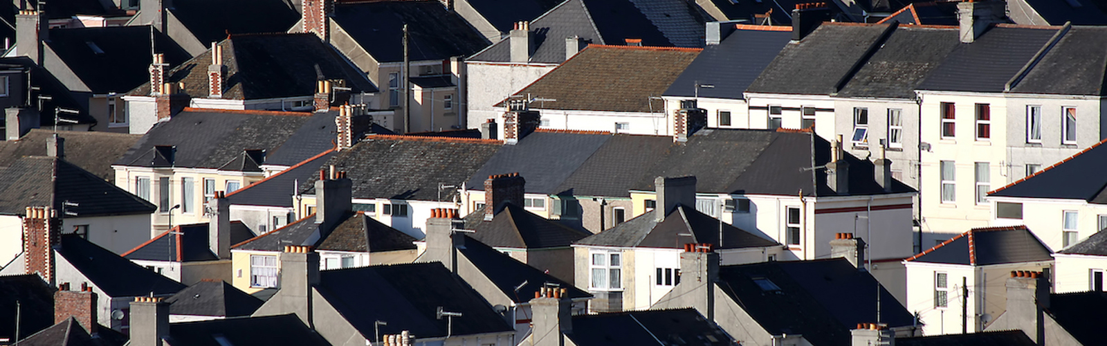 A view over rooftops in Plymouth, UK