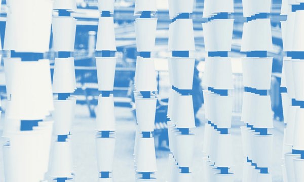 Plastic cups art installation used to launch The Cup Fund at 15Hatfields