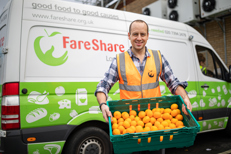 A FareShare volunteer outside their warehouse (copyright Rob Pinney)
