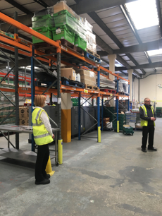 A member of Royal Greenwich's environmental health team visits the FareShare warehouse in Deptford