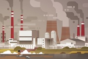 Illustration of chimneys producing pollution