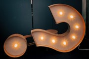 light up question mark lying on its side