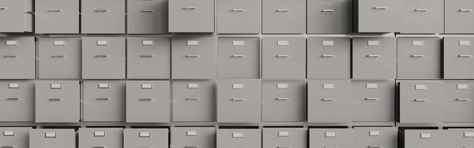 A large front of grey drawers