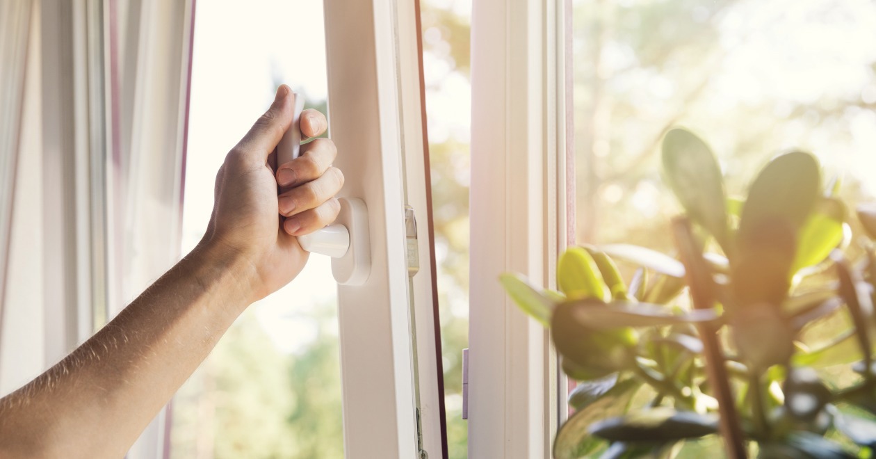 Hand opening PvC window