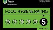 A Food Standards Agency "Food Hygiene Rating" sticker label