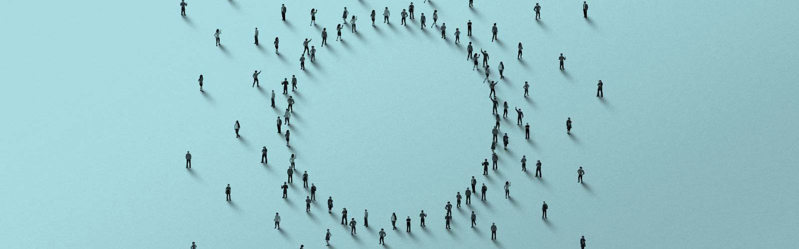 Large group of people in the shape of a circle