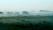 Smog filled air landscape