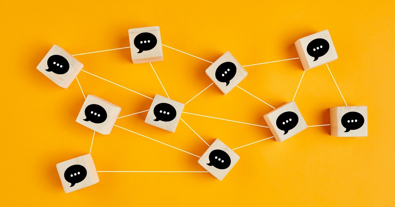 A group of speech bubbles connected to each other