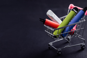 A shopping trolley containing disposable vapes