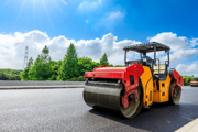 Steamroller on road