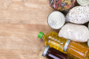 Food bank items on table