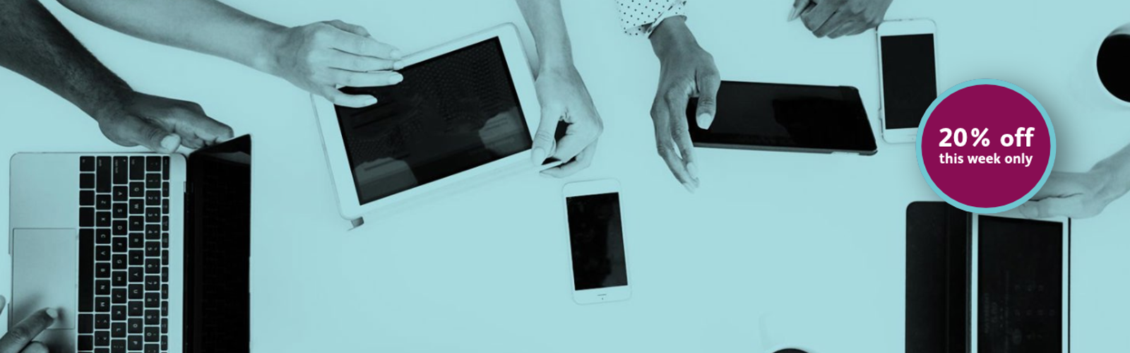 All online courses - Many hands using different devices