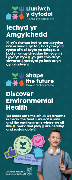 Discover Environmental Health roller banner (Bilingual Welsh/English)