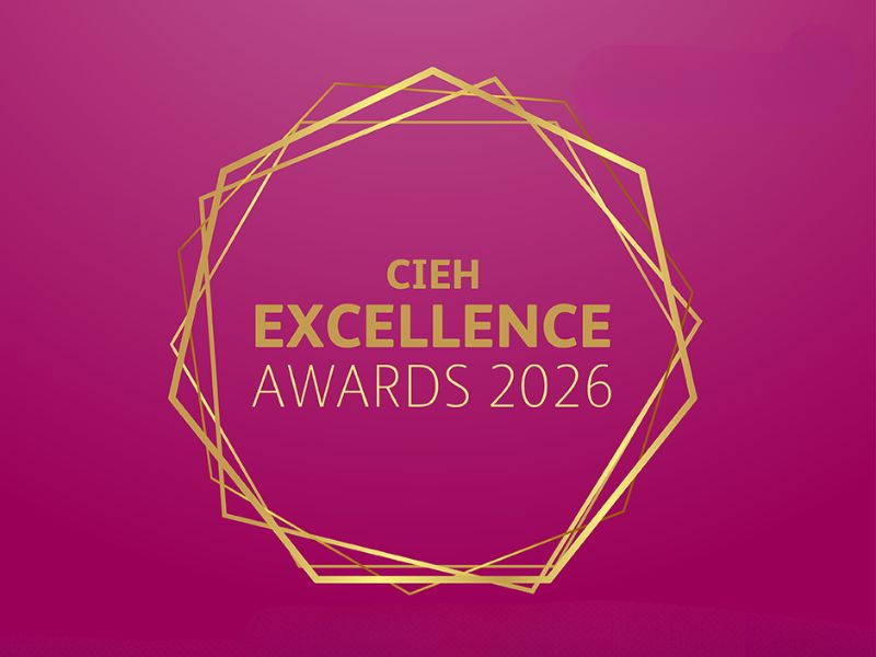 Gold geometric polygon outlines arranged in a pattern on a gradient magenta background.