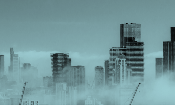 City skyline in smog