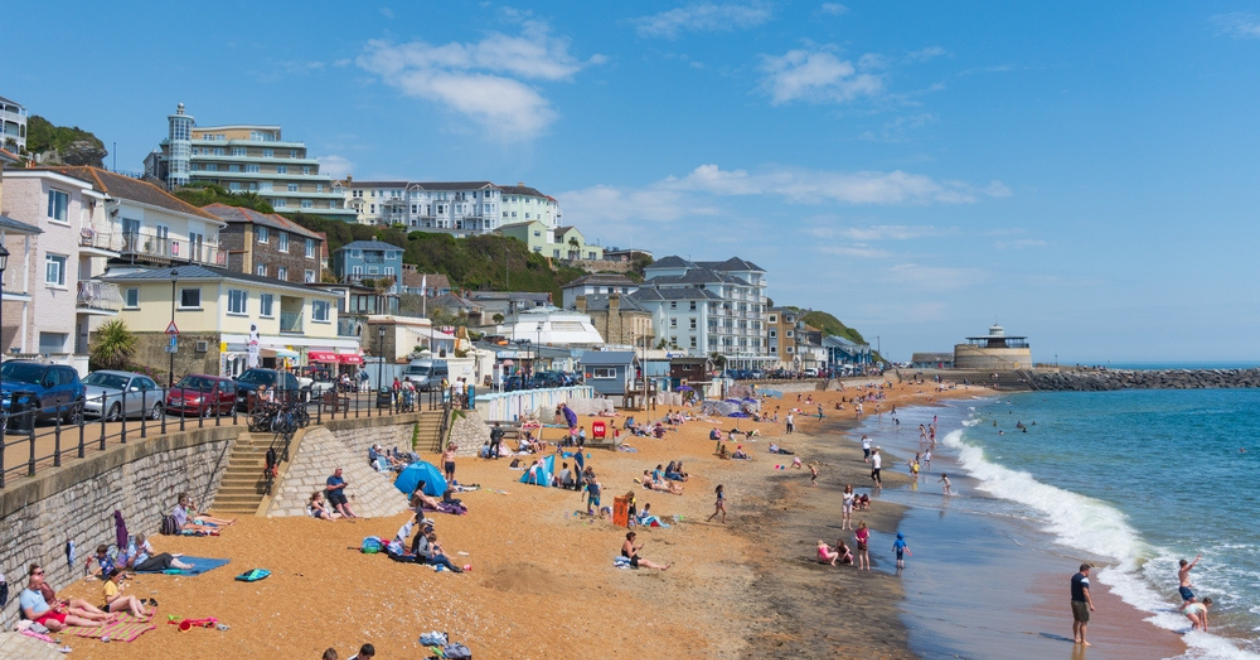 People on a beach in the Isle of Wight